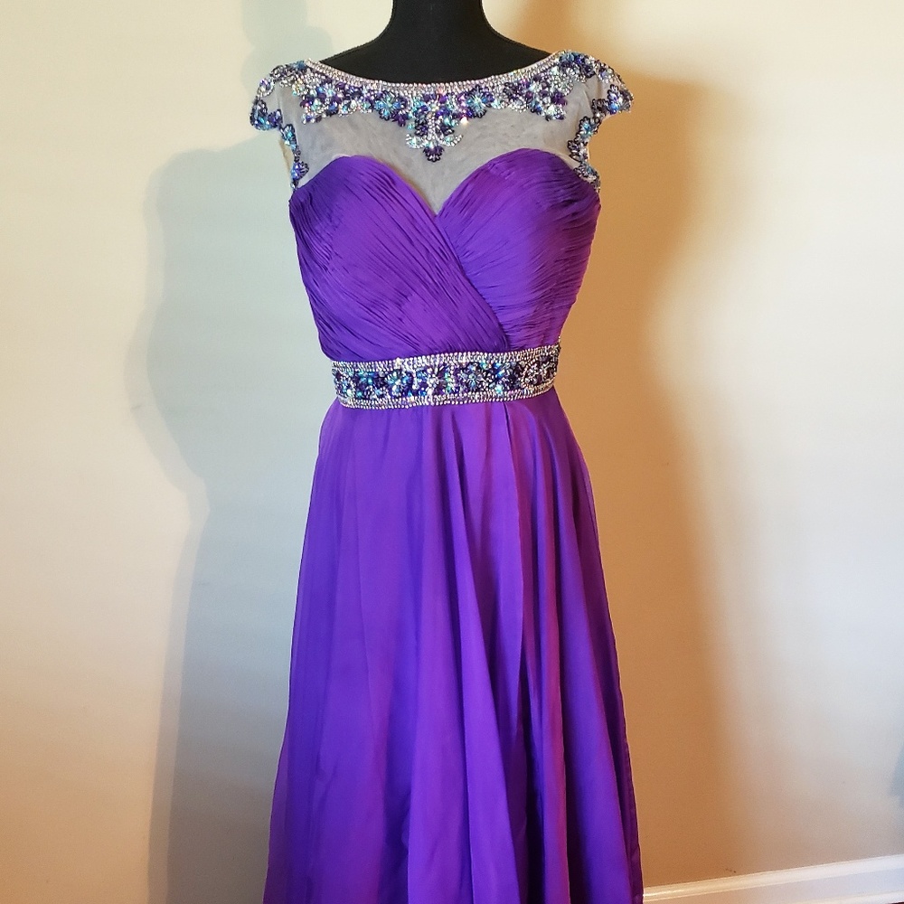 Purple beaded formal / prom dress